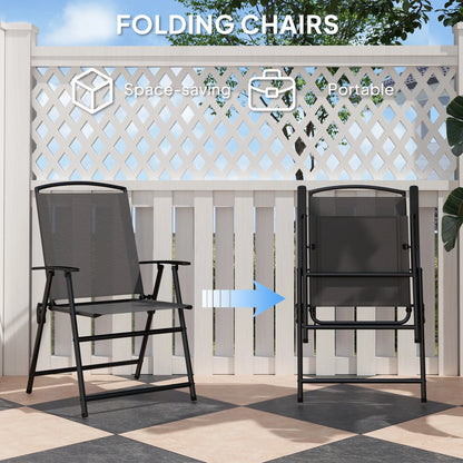 5-Piece Outdoor Dining Set, Glass Top Table, 4 Mesh Chairs, Grey Outdoor Dining Sets at Gallery Canada