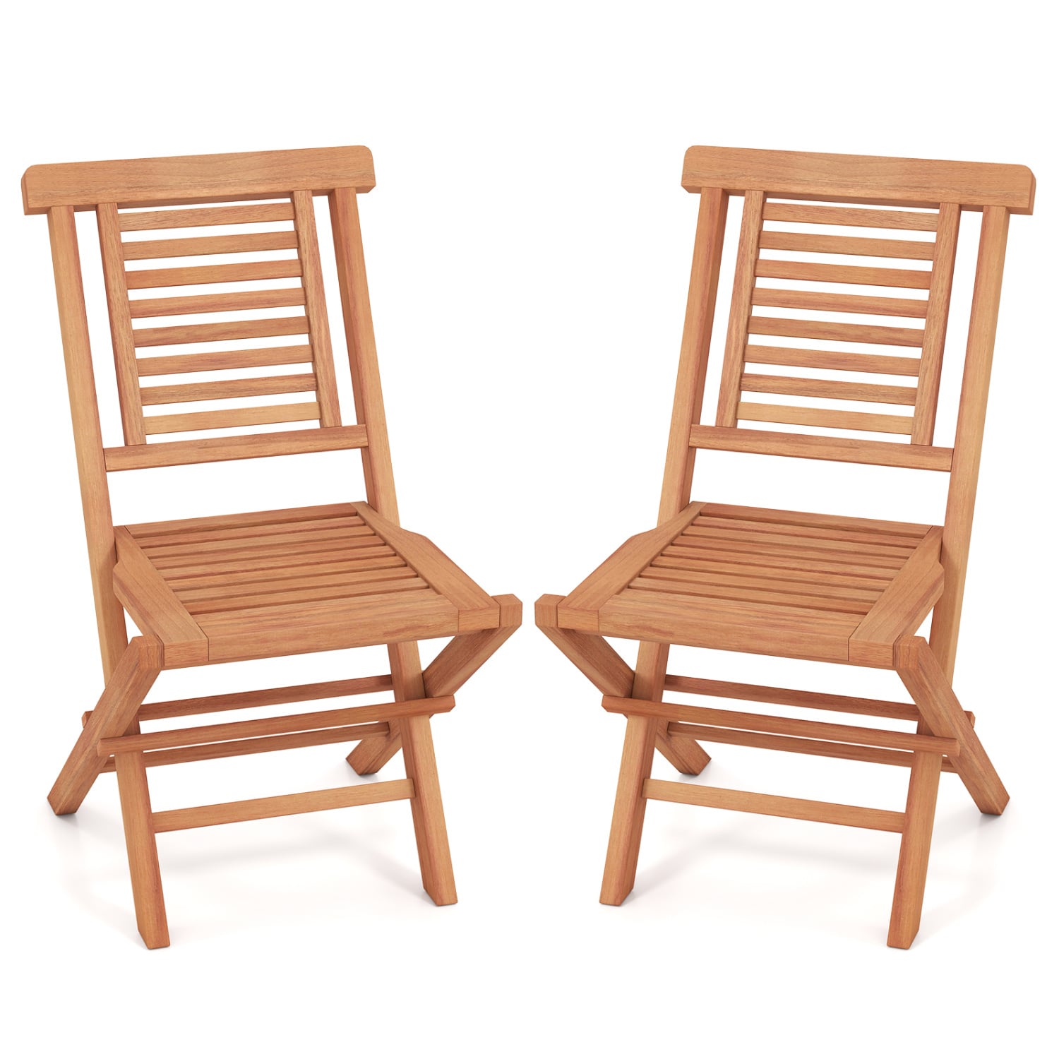 Teak Folding Patio Chairs Set of 2, High Backrest Patio Dining Chairs at Gallery Canada