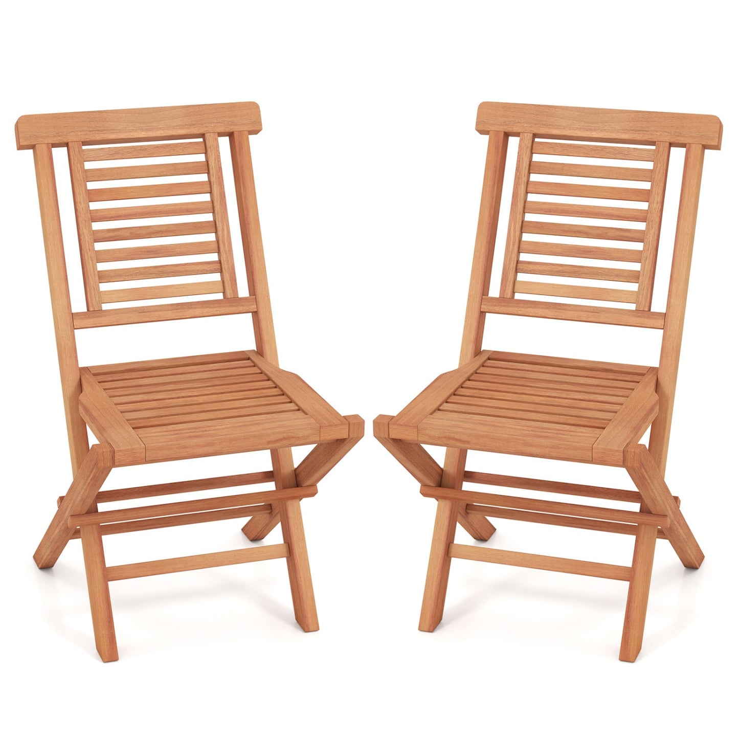 Teak Folding Patio Chairs Set of 2, High Backrest Patio Dining Chairs at Gallery Canada