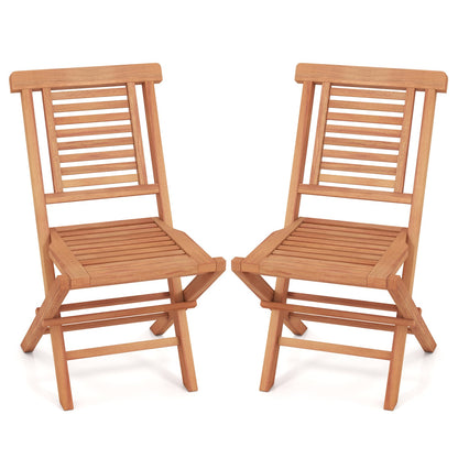 Teak Folding Patio Chairs Set of 2, High Backrest Patio Dining Chairs at Gallery Canada