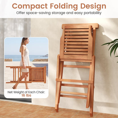 Teak Folding Patio Chairs Set of 2, High Backrest Patio Dining Chairs at Gallery Canada
