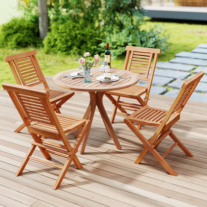 Teak Folding Patio Chairs Set of 2, High Backrest Patio Dining Chairs at Gallery Canada