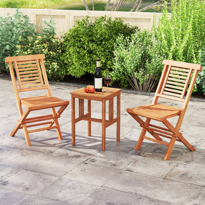 Teak Folding Patio Chairs Set of 2, High Backrest Patio Dining Chairs at Gallery Canada