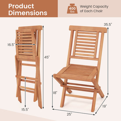 Teak Folding Patio Chairs Set of 2, High Backrest Patio Dining Chairs at Gallery Canada