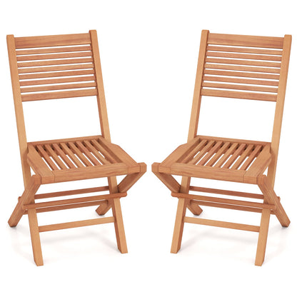 Teak Folding Patio Chairs Set of 2, Slatted Seat Patio Dining Chairs at Gallery Canada