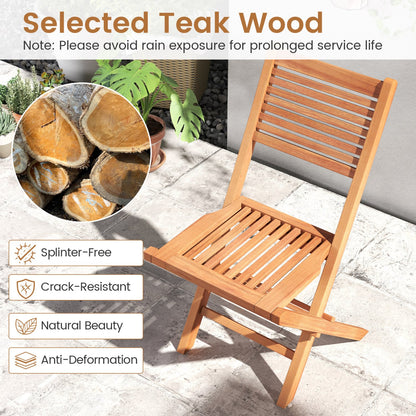 Teak Folding Patio Chairs Set of 2, Slatted Seat Patio Dining Chairs at Gallery Canada