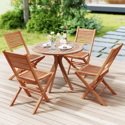 Teak Folding Patio Chairs Set of 2, Slatted Seat Patio Dining Chairs at Gallery Canada