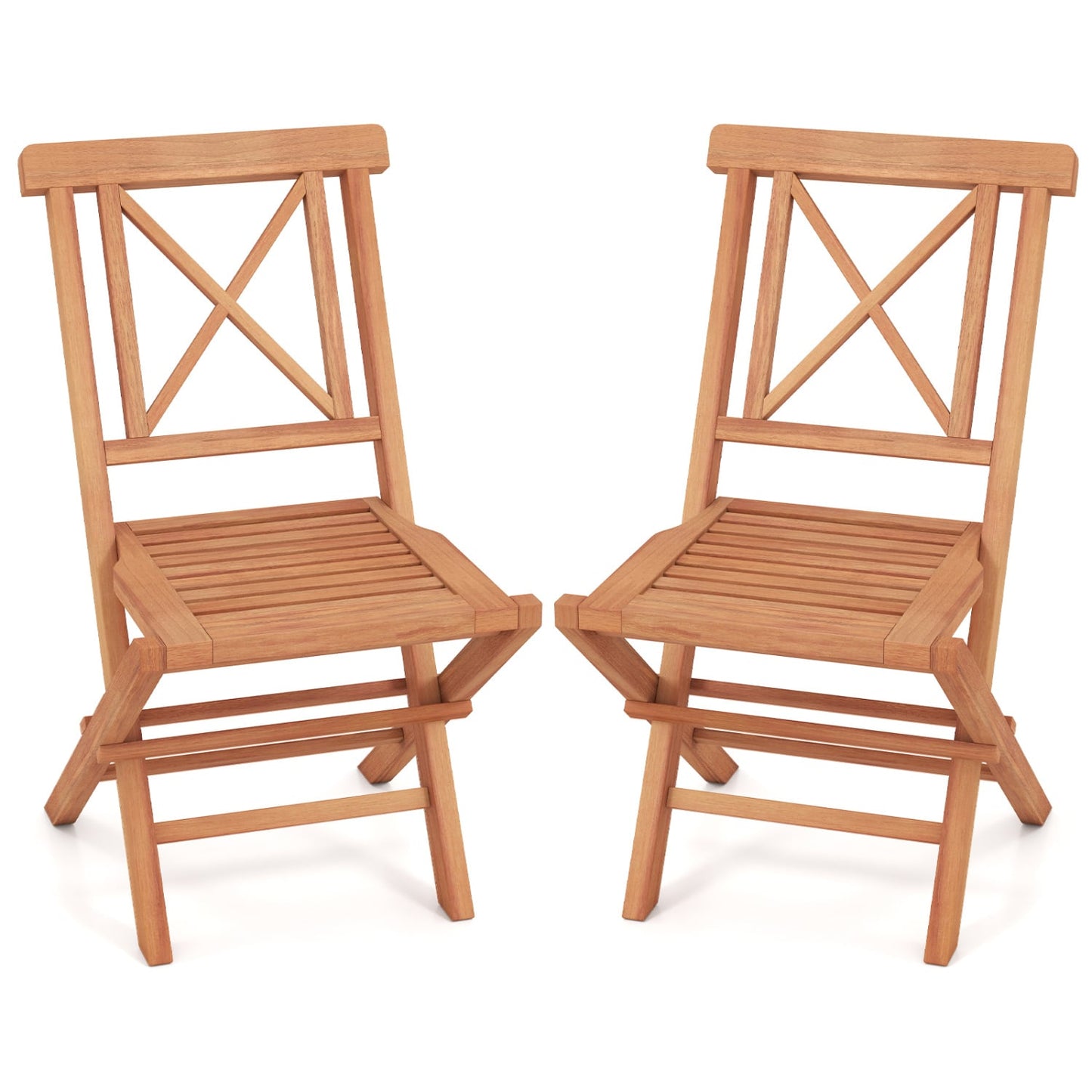 Folding Patio Chairs Set of 2, Garden Back Support, Teak Patio Dining Chairs at Gallery Canada