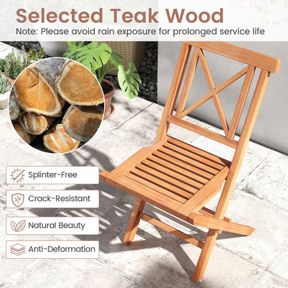 Folding Patio Chairs Set of 2, Garden Back Support, Teak Patio Dining Chairs at Gallery Canada