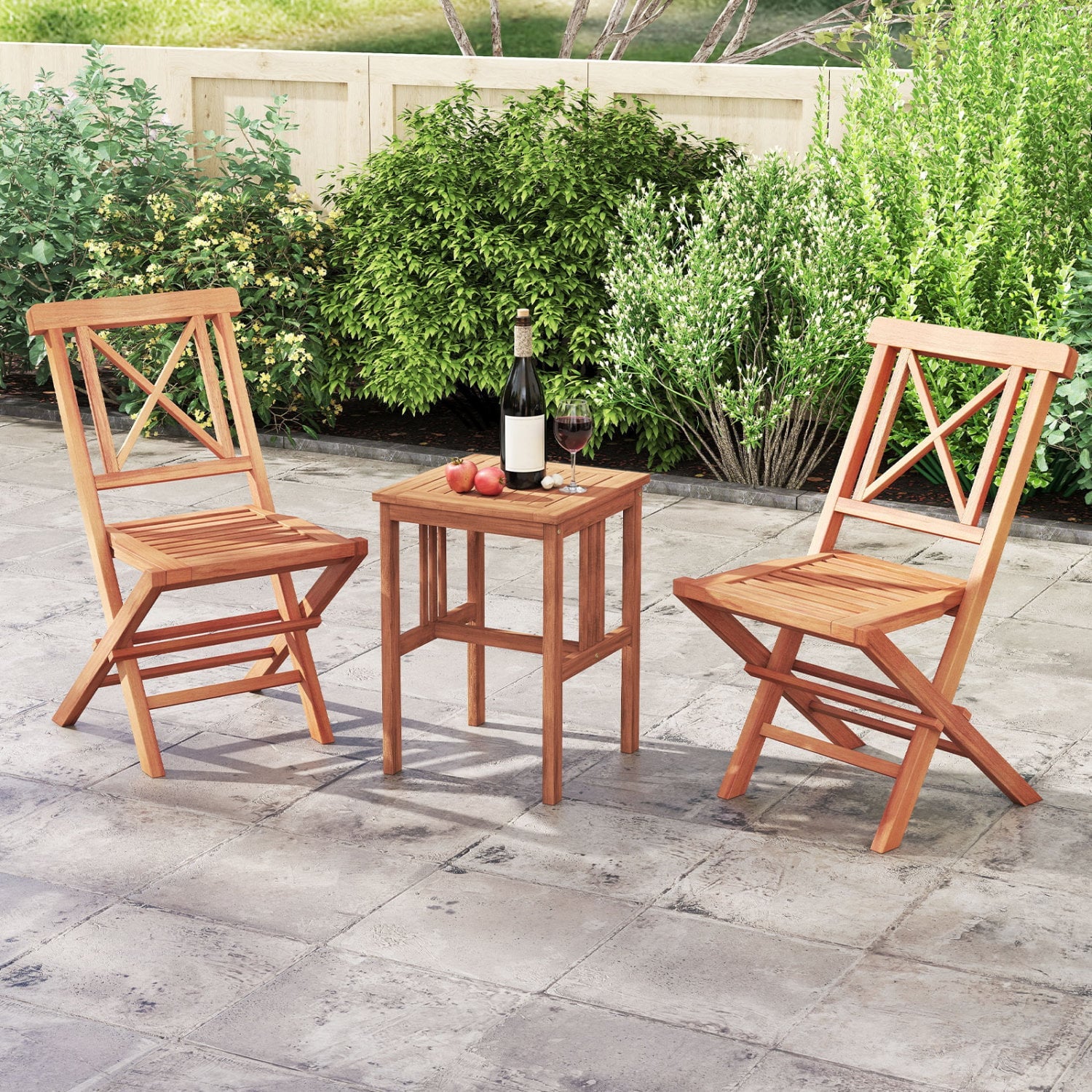 Folding Patio Chairs Set of 2, Garden Back Support, Teak Patio Dining Chairs at Gallery Canada