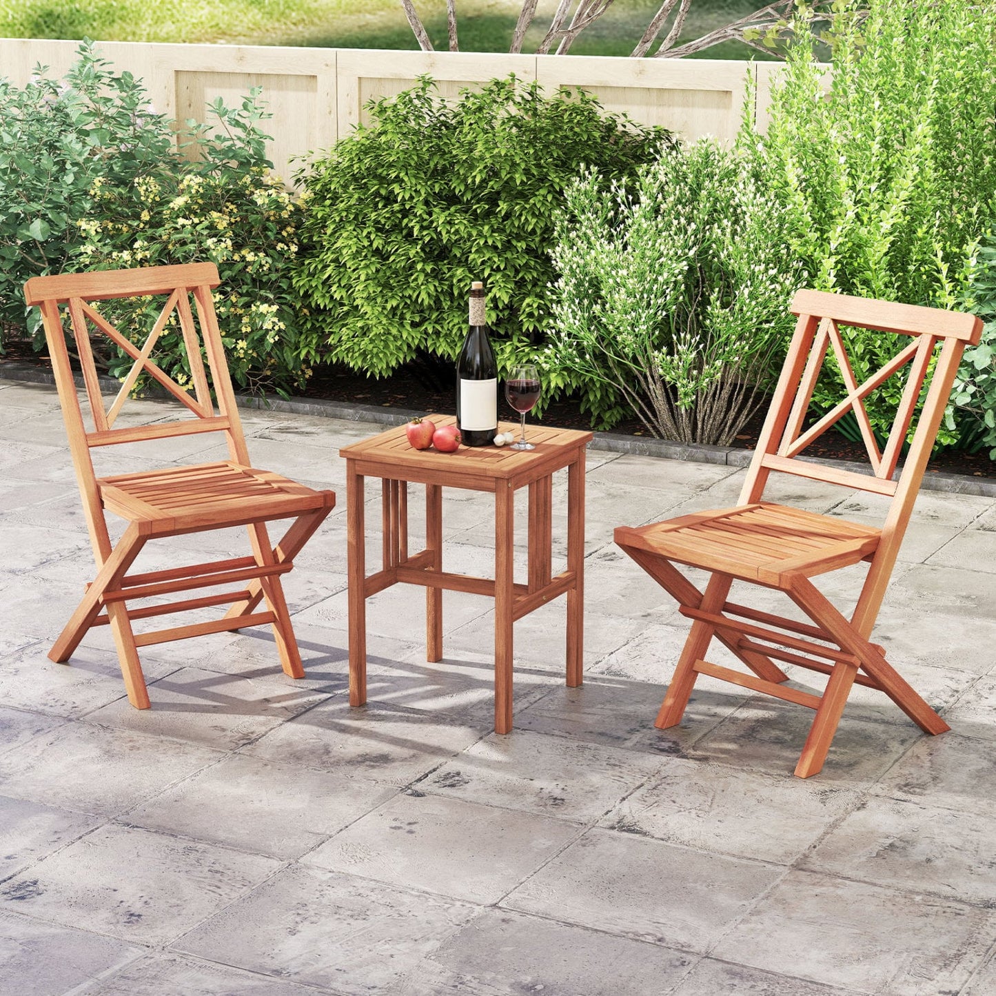 Folding Patio Chairs Set of 2, Garden Back Support, Teak Patio Dining Chairs at Gallery Canada