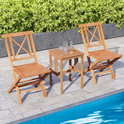 Folding Patio Chairs Set of 2, Garden Back Support, Teak Patio Dining Chairs at Gallery Canada