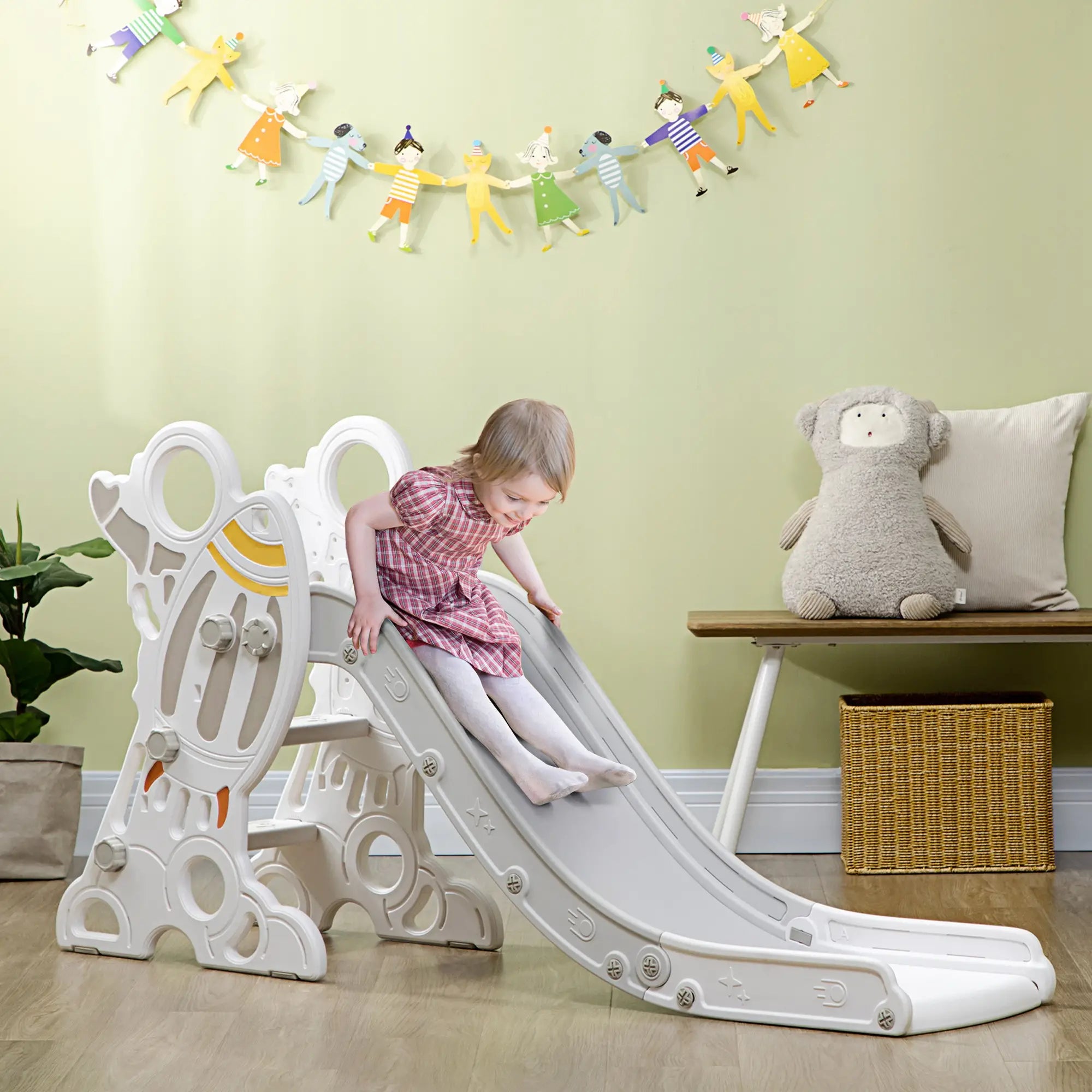 Toddler Slide Indoor, Space Theme Climber Playset, 1.5-3 Years, Grey Gym Sets & Swings at Gallery Canada