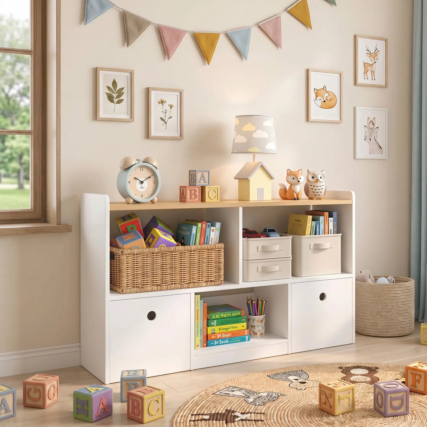 Toy Storage Organizer, 2 Drawers 3 Cubbies, White Baby & Kids Storage at Gallery Canada