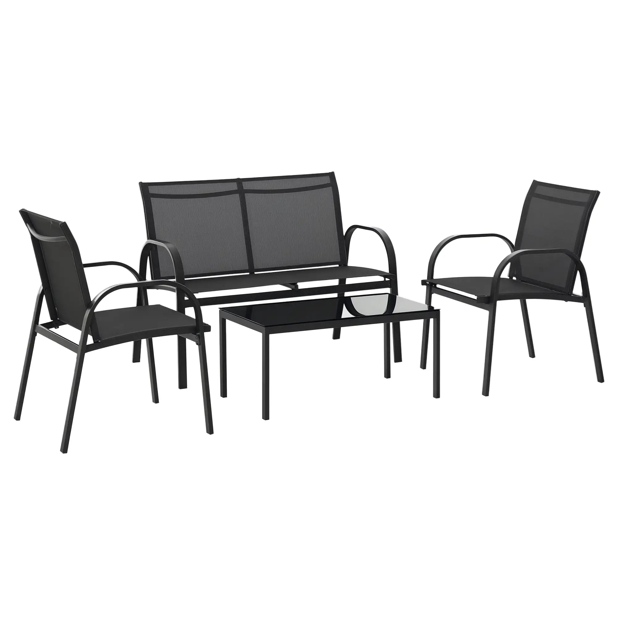 4-Piece Patio Furniture Set With Loveseat, Chairs & Table Patio Furniture Sets Dark Grey at Gallery Canada