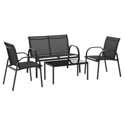 4-Piece Patio Furniture Set With Loveseat, Chairs & Table Patio Furniture Sets Dark Grey at Gallery Canada