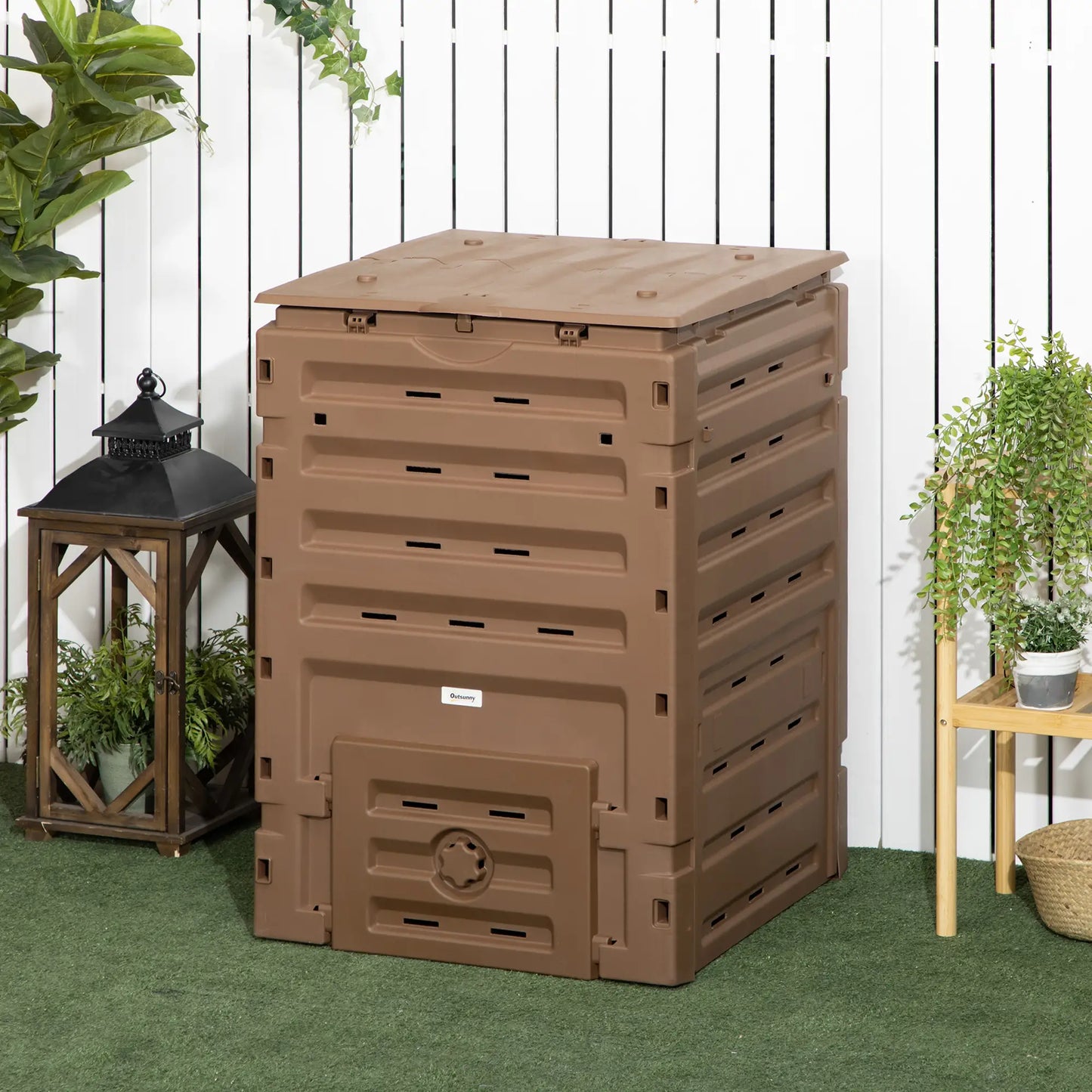 Garden Compost Bin, 120 Gallon (450L), 80 Vents, 2 Sliding Doors, Black Outdoor Compost Bin at Gallery Canada
