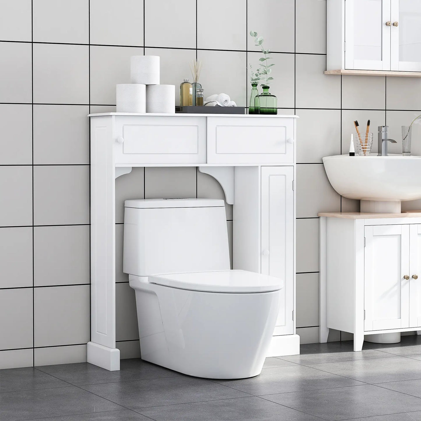Over Toilet Storage, Bathroom Cabinet, 2 Sliding Doors, 3 Shelves Over The Toilet Storage at Gallery Canada