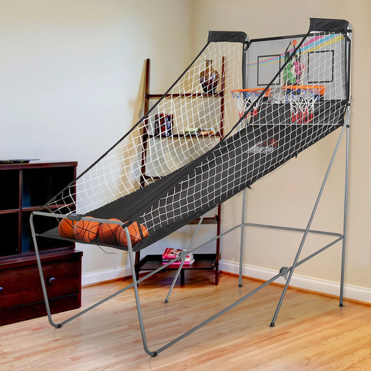 Double Shots Arcade Basketball System, Foldable Two Player Basketball Black, White at Gallery Canada