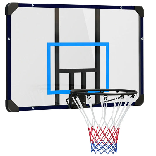 Wall Mounted Basketball Hoop, 45" x 29" Backboard, Durable Rim, All-Weather Net Basketball Black, Clear, Blue at Gallery Canada