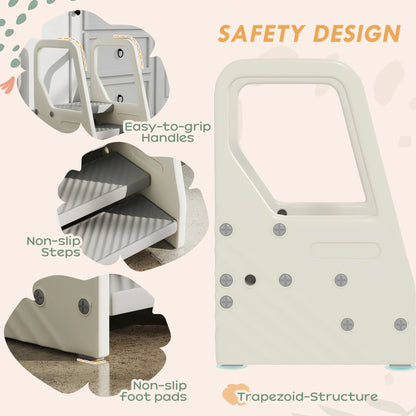 Adjustable Height Toddler Step Stool with Handle, Foot Pads, Grey Toddler & Kids Step Stools at Gallery Canada