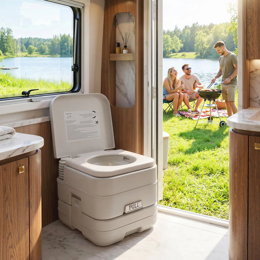 Portable Travel Toilet, Flushable Tank, Camping, Boating, 2.6 Gallon (10L) Camping Toilets Grey at Gallery Canada