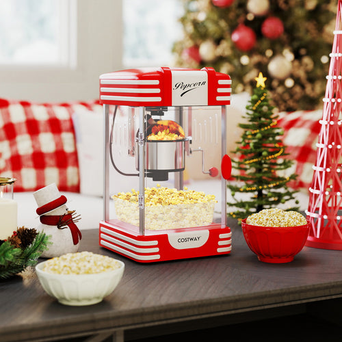 Countertop Popcorn Maker, Stainless Steel Kettle, Red