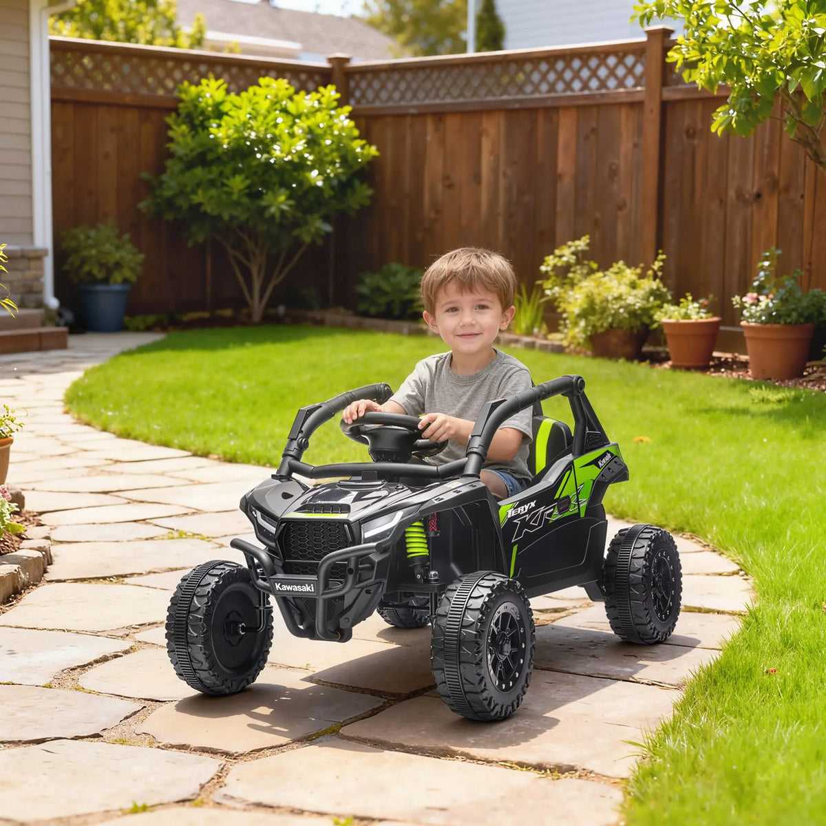 12V Ride On Truck, Licensed Kawasaki Teryx Krx 2WD Kids Electric Car, Black Electric Toy Cars at Gallery Canada