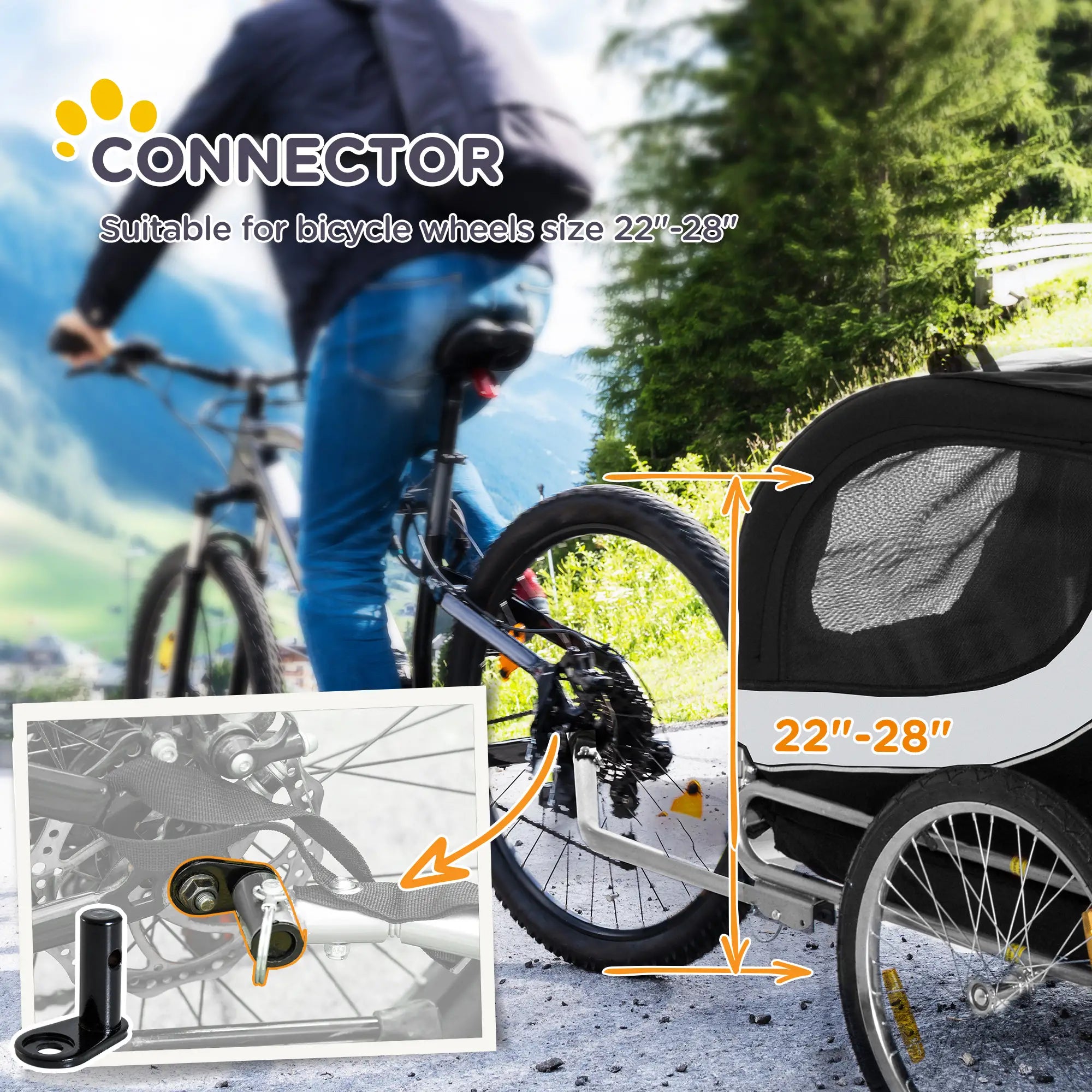 Dog Bike Trailer, Pet Cargo Carrier, Hitch, Reflectors, Flag, Medium, White Dog Bike Trailers & Strollers at Gallery Canada