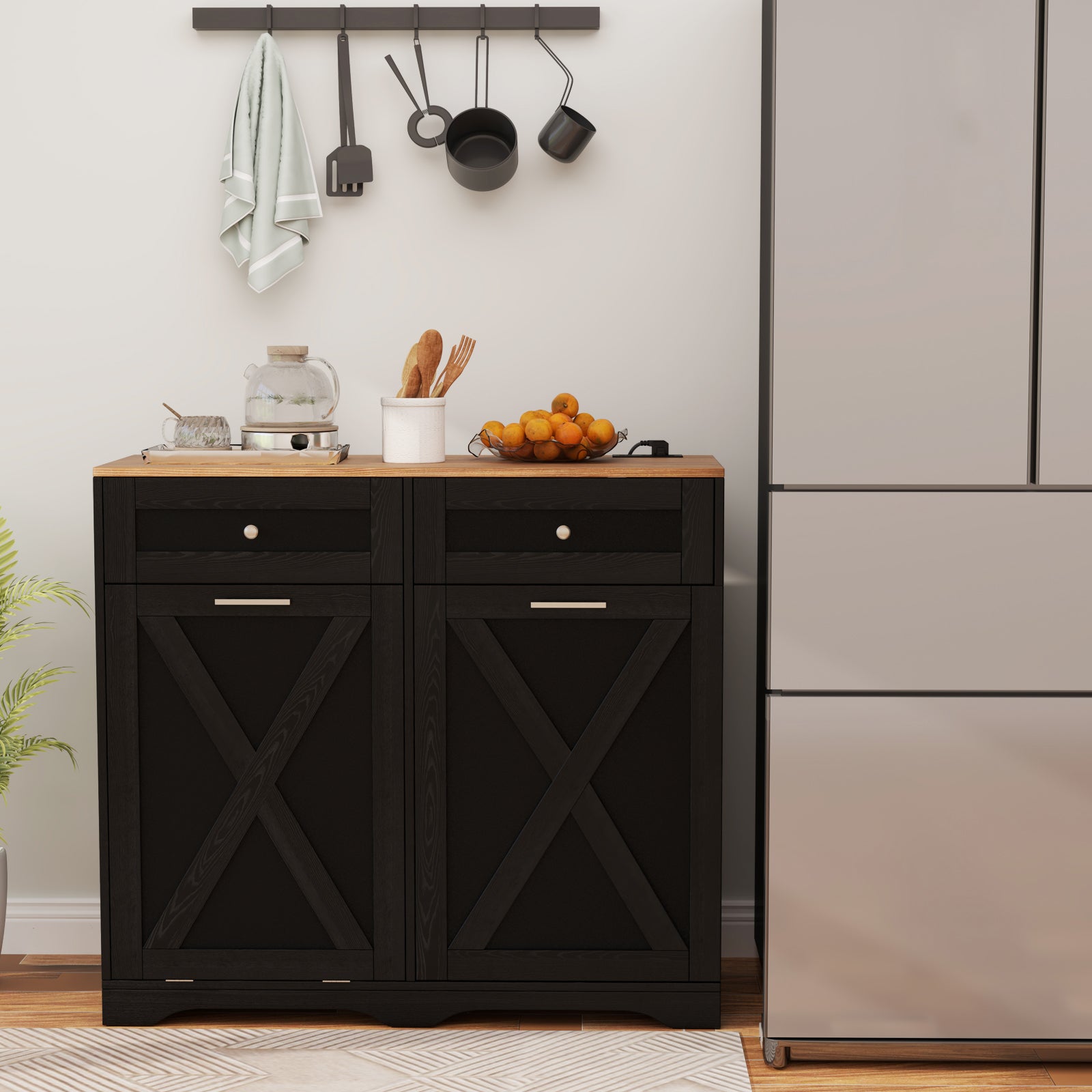Tilt Out Trash Can Cabinet, Black Sideboards Cabinets & Buffets at Gallery Canada