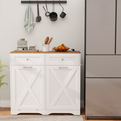 Tilt Out Trash Can Cabinet With Outlets, Adjustable Shelf, White Sideboards Cabinets & Buffets at Gallery Canada