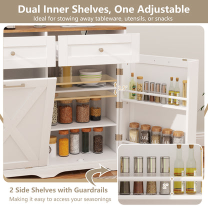 Tilt Out Trash Can Cabinet With Outlets, Adjustable Shelf, White Sideboards Cabinets & Buffets at Gallery Canada