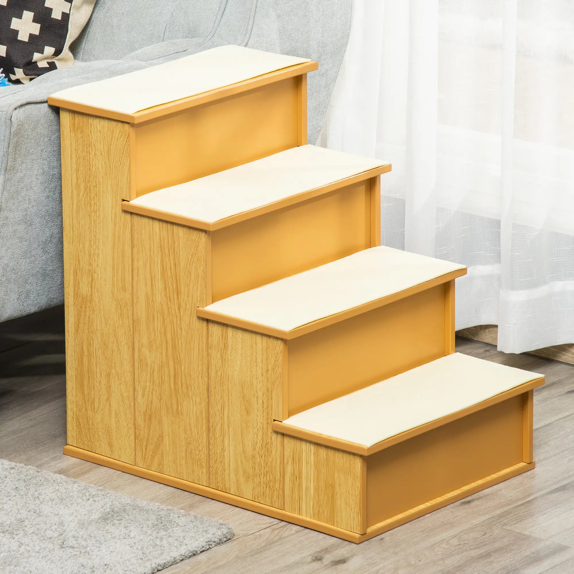 Dog Steps, Pet Stairs for Bed, Cat Ladder for Couch, Non-Slip Carpet, 15.7