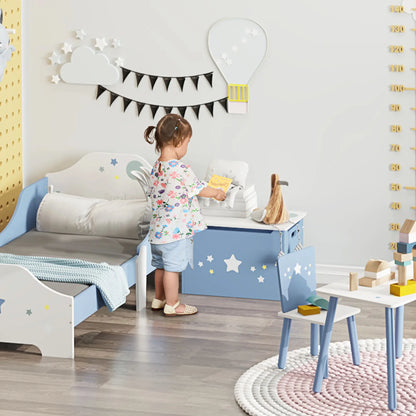 Kids Wooden Toy Storage Box, Bench Seat, 21.75" x 13.5" x 14", Blue Baby & Kids Storage at Gallery Canada