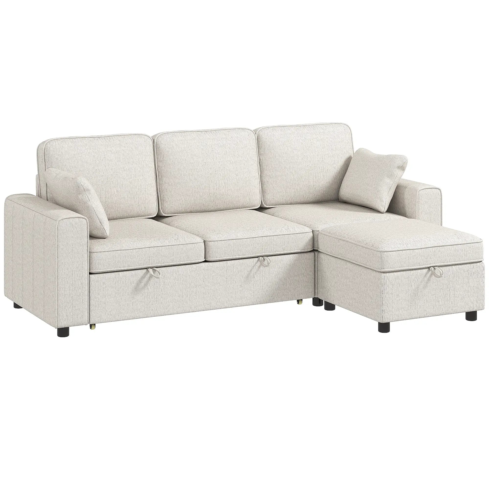 Modular Sectional Sofa Bed With Reversible Ottoman, Beige Sofas & Reclining Chairs Beige at Gallery Canada