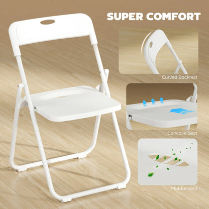 Folding Chairs 6 Pack, Plastic with Steel Frame, White Dining Chairs at Gallery Canada