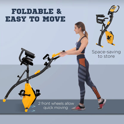 Folding Exercise Bike, 8-Level Magnetic Resistance, Adjustable Seat, Yellow Exercise & Stationary Bikes at Gallery Canada
