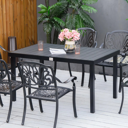 Aluminum Outdoor Dining Table for 6, 55"W x 35.5"D x 29.25"H, Black Patio Dinning Tables at Gallery Canada