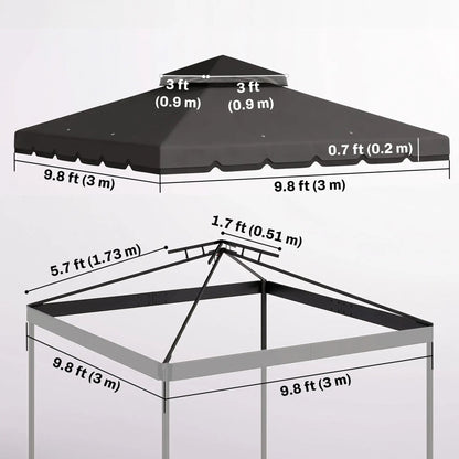 10' x 10' Gazebo Canopy Replacement, Light Grey/Dark Grey Gazebo Canopy Replacement at Gallery Canada
