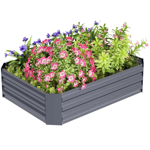 Galvanized Raised Garden Bed, 4' x 3' x 1', Outdoor Metal Planter Box, Dark Grey