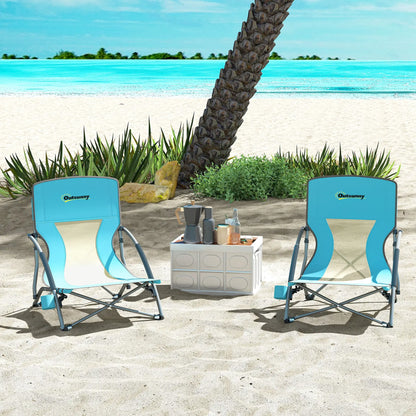 Folding Beach Chairs, Mesh Back, Carry Bag, Cup Holder, 22.8" x 21.7" x 24.4" Picnic Tables & Camping Chairs at Gallery Canada