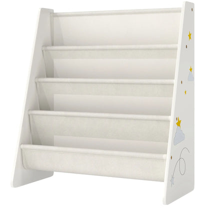 Fabric Kids Bookshelf, 4-Tier Toddler Sling Book Rack, White Baby & Kids Storage White, Cream White at Gallery Canada