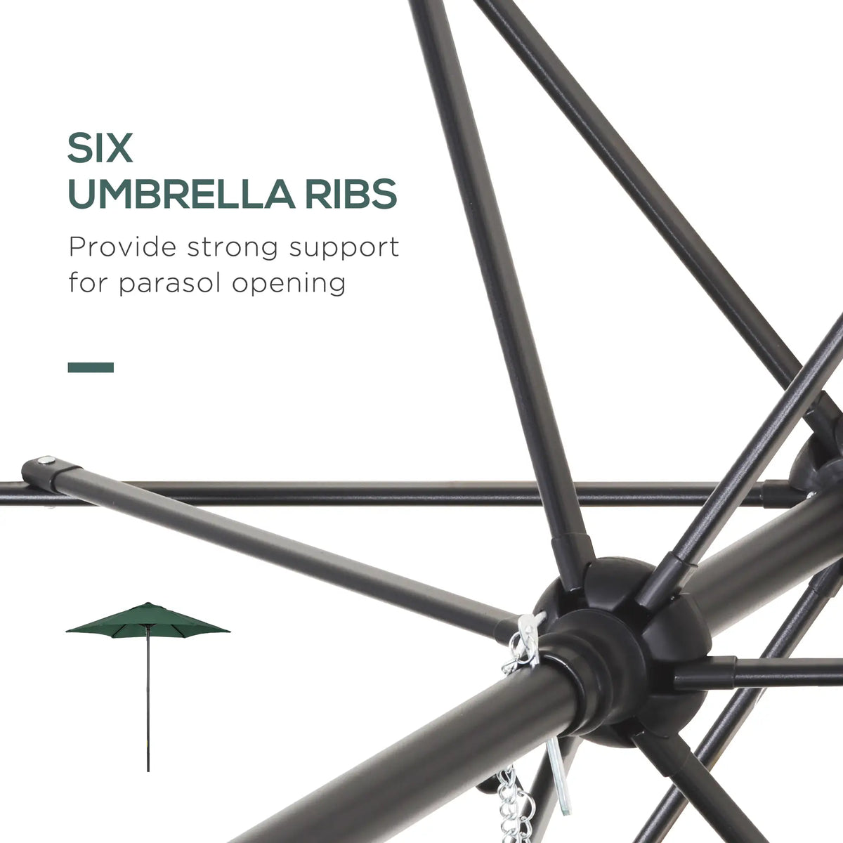 6.6FT Outdoor Patio Umbrella, 6 Solid Ribs, Green Patio Umbrellas at Gallery Canada