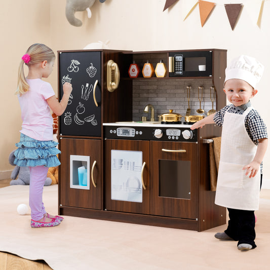 Toddler Pretend Play Kitchen, 3-6 Years Old, Brown Play Kitchen Sets Brown at Gallery Canada