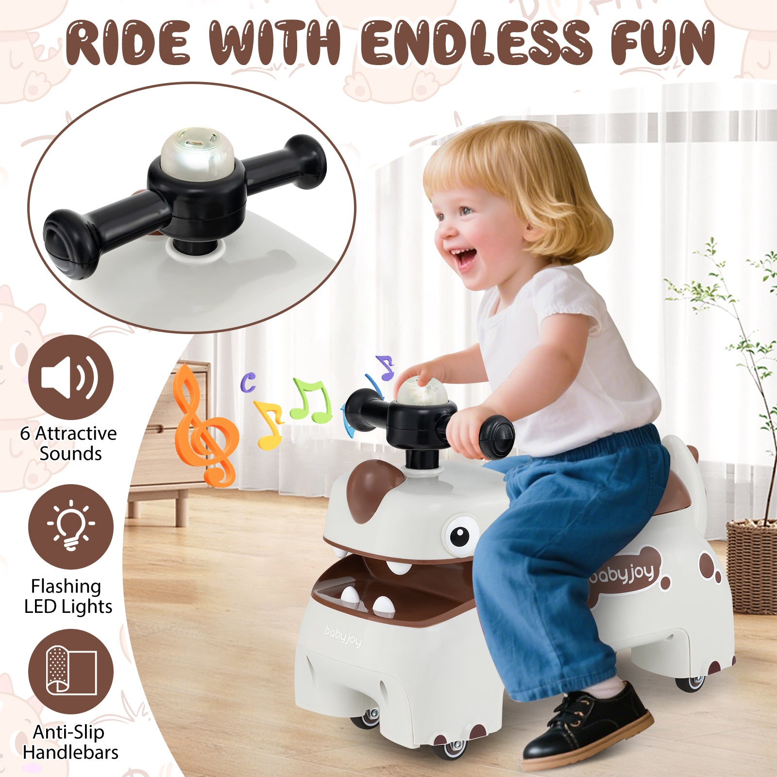 Toddler Ride On Toy Walking Sliding Car, White Push & Pedal Ride On Toys at Gallery Canada