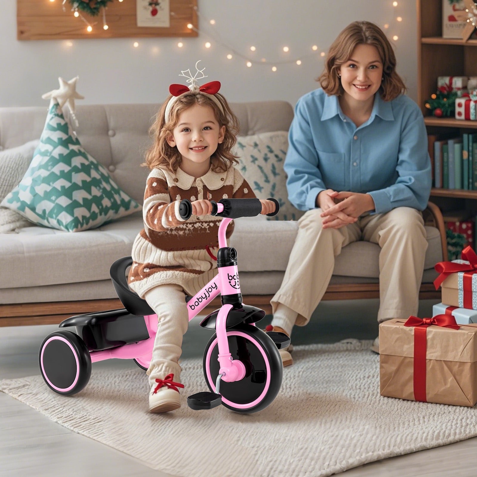Toddler Tricycle, Adjustable Seat, Storage Basket, 3-5 Years, Pink Push & Pedal Ride On Toys at Gallery Canada