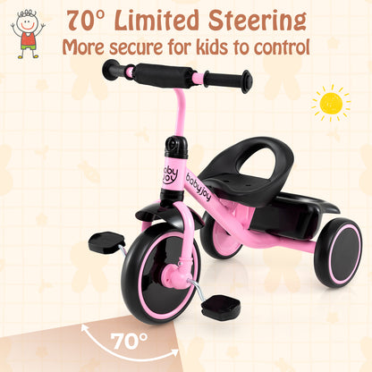 Toddler Tricycle, Adjustable Seat, Storage Basket, 3-5 Years, Pink Push & Pedal Ride On Toys at Gallery Canada