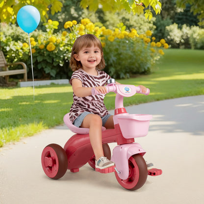 Toddler Tricycle, With Basket & Bell, Pink Push & Pedal Ride On Toys at Gallery Canada
