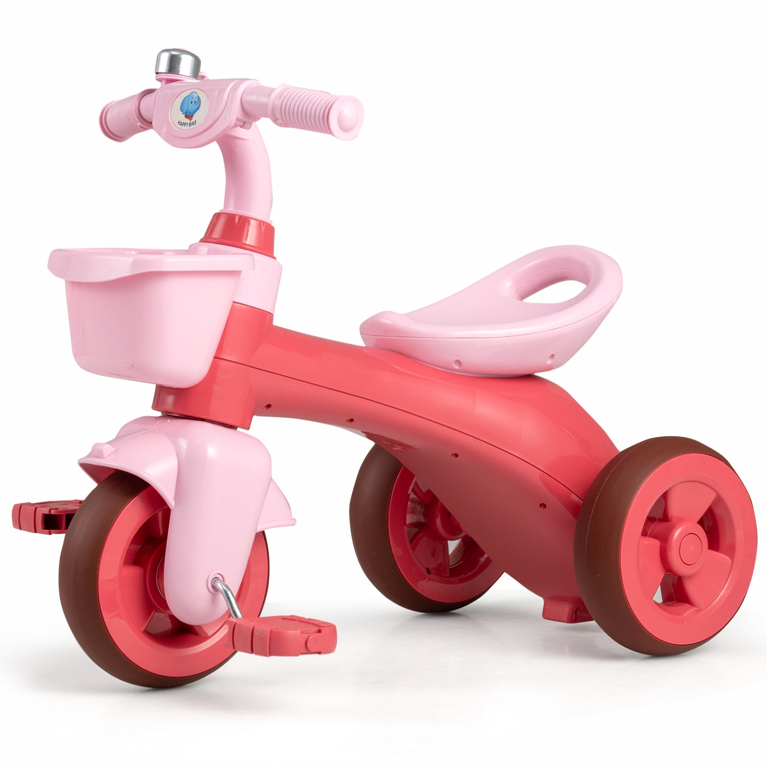 Toddler Tricycle, With Basket & Bell, Pink Push & Pedal Ride On Toys Pink at Gallery Canada