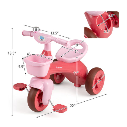 Toddler Tricycle, With Basket & Bell, Pink Push & Pedal Ride On Toys at Gallery Canada